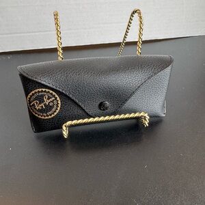 Ray-Ban Black Leather Case with Gold Logo